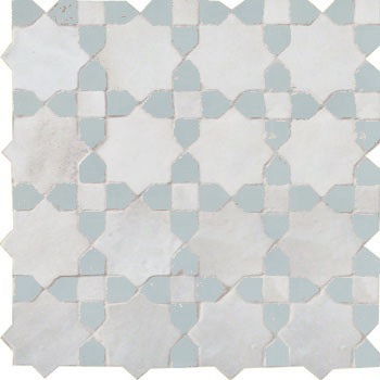 Mosaic House Moroccan tile Tanger C 1-30 White Celadon Green  zellige, mosaic, zellij, field, pattern, glaze, stars, classic 